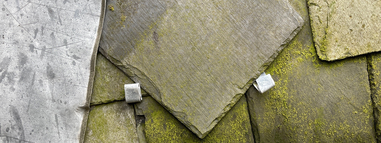 a broken roof tile